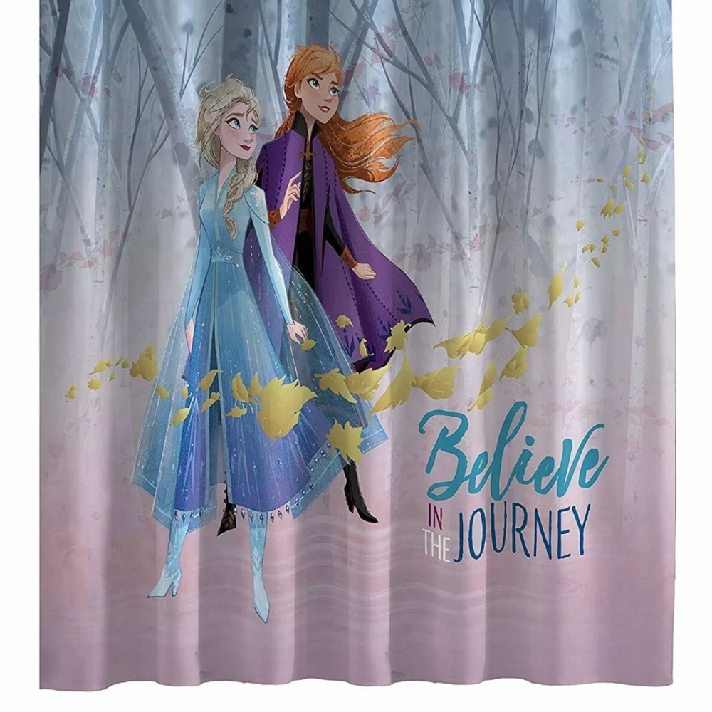Disney Frozen II Elsa and Anna 72 x 72 Kids Fabric Shower Bathtub Curtain NEW